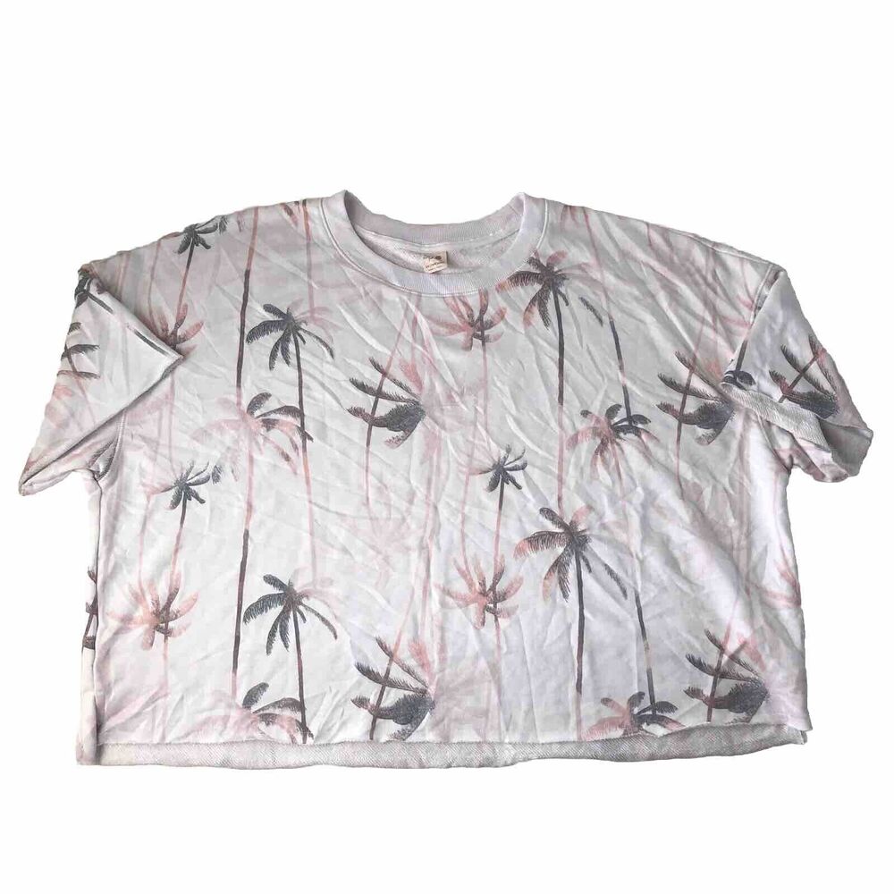 Secret Treasures Short Sleeve Cropped Sweatshirt T-Shirt Womens 2X Palm Trees
